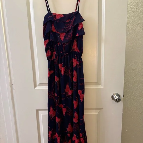 Express Navy and Red Butterfly Patterned Dress - Picture 2 of 5